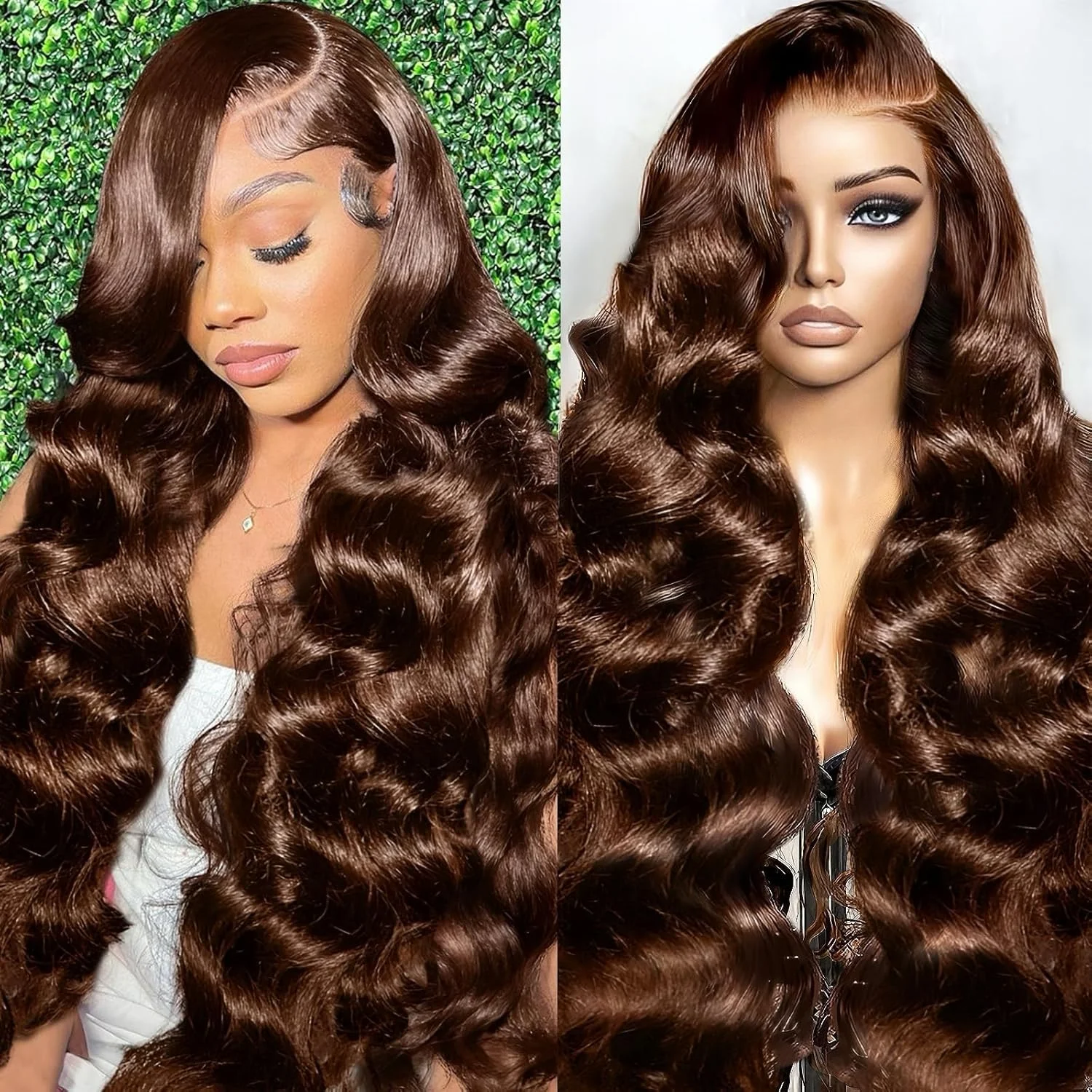 13x6 Chocolate Brown Body Wave Lace Front Wig 48 50 52 Inches HD Transparent Lace Frontal Wig Human Hair for Women 250 Density