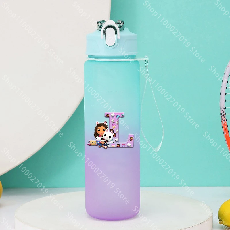 750ML Gabby Dollhouses Girls Water Bottle Large Capacity Drinking Portable Cartoon Outdoor Sport Water Cup Kids Birthday Gifts