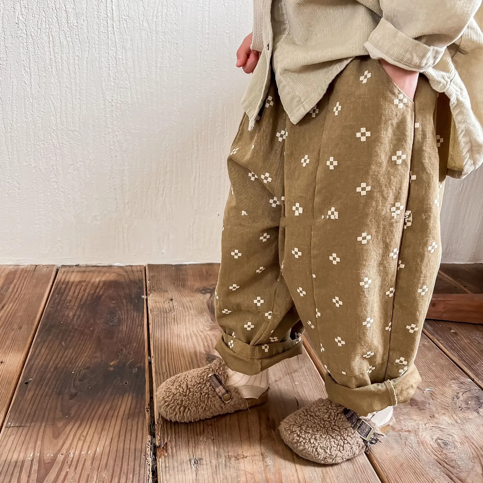 2879C-1 Children's Pant Autumn New Washed Cotton Girl's Harem Pants Fashion Trousers 1-7Year Boy's Casual Pants Trousers