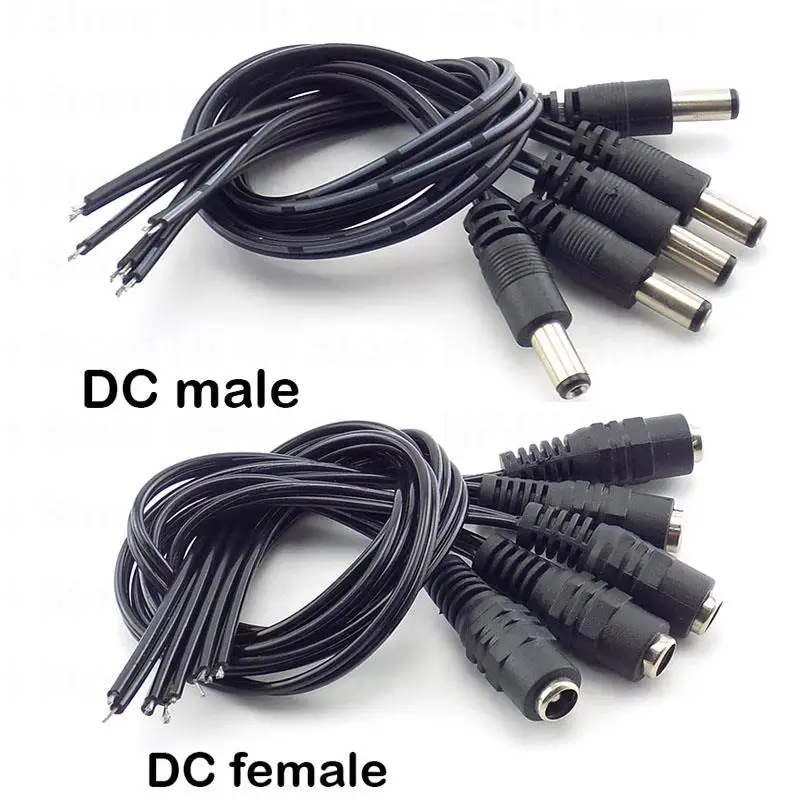 AC DC Female Male power Cable wire Connecter Jack Adapter Connectors LED Strip CCTV Camera led strip lights Plug 5.5x2.1mm B4
