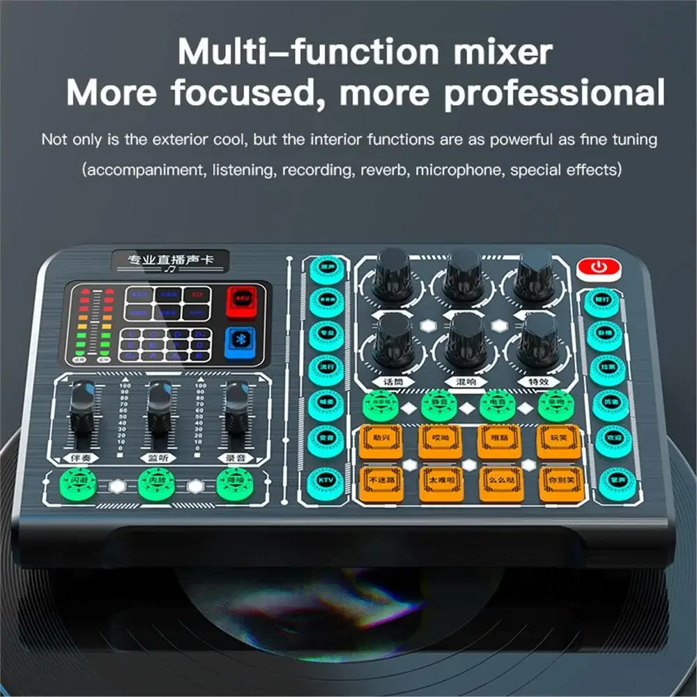 M6 Sound Card Studio Record Wireless Bluetooth-compatible External DJ Mixer Noise Reduction Electric Guitar Recording Mixer