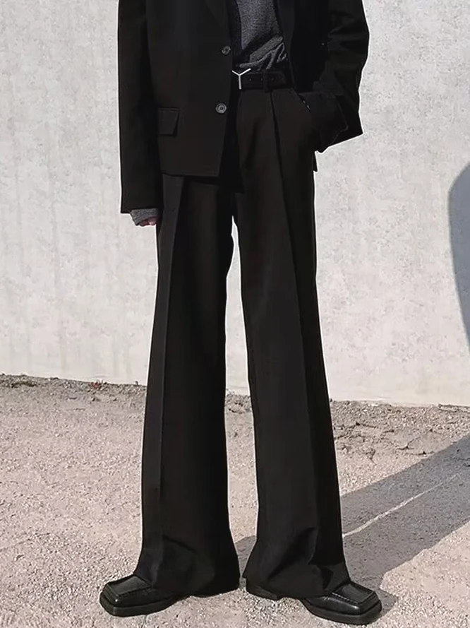 American High Street Micro Flared Men's Chinos Casual Silk Snowflake Drapey Long Pants Cool Qui Dry Leisure Suit Trousers