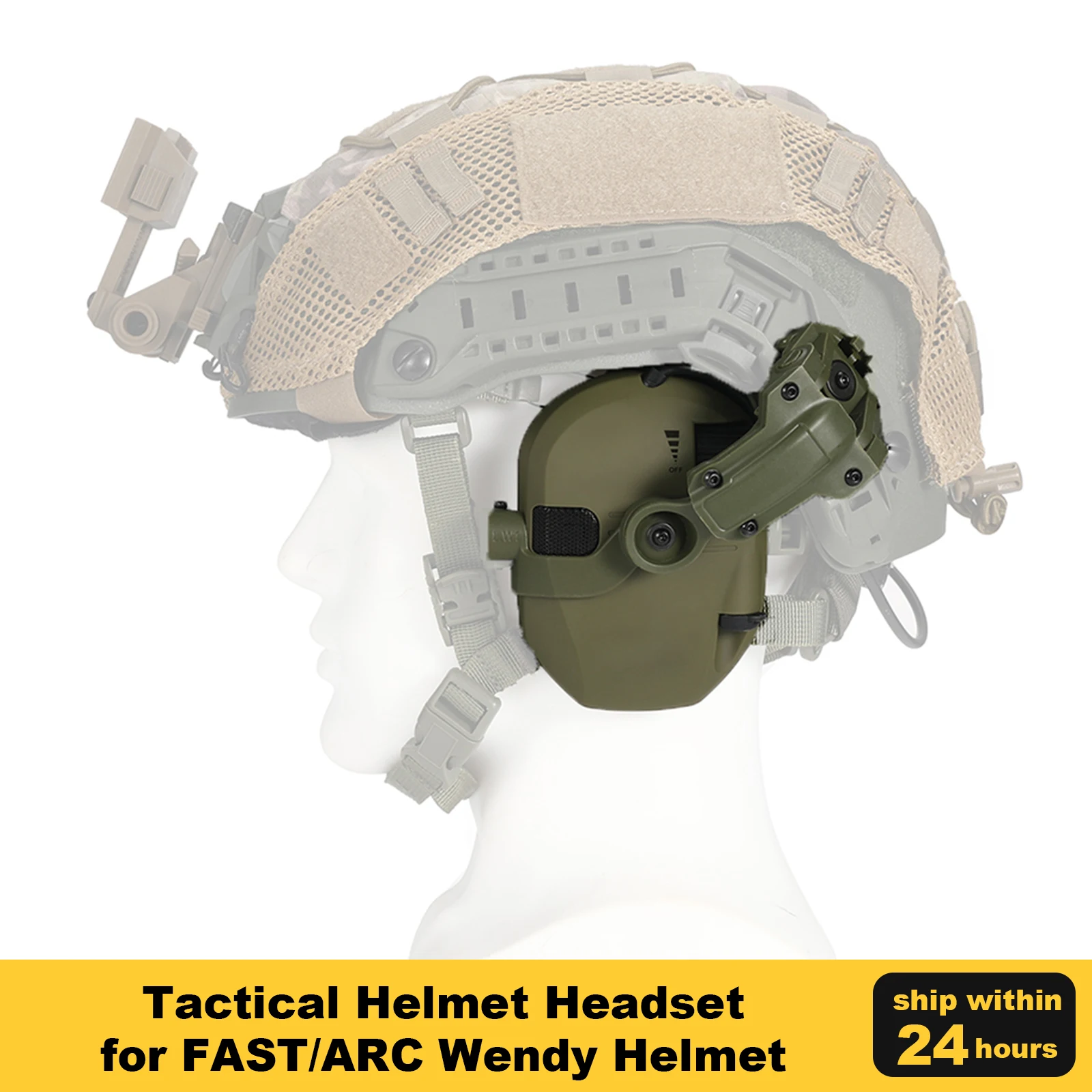Professional Shooting Earmuffs Tactical Helmet Headset Electronic Hearing Protector Equipped with ARC Rail