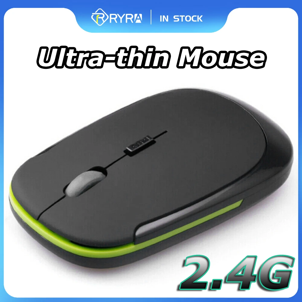 RYRA 2.4G Wireless Mouse Ultra-thin Portable 1600DPI Adjustable Wireless USB Receiver Optical Mouse For Laptop PC Game Office