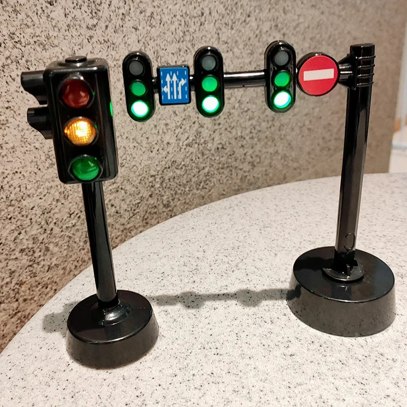 Safety Education Traffic Light Toy Traffic Signs and Crosswalk Light Signal Toys Signpost Barrier Speed Limit Indicator Warning