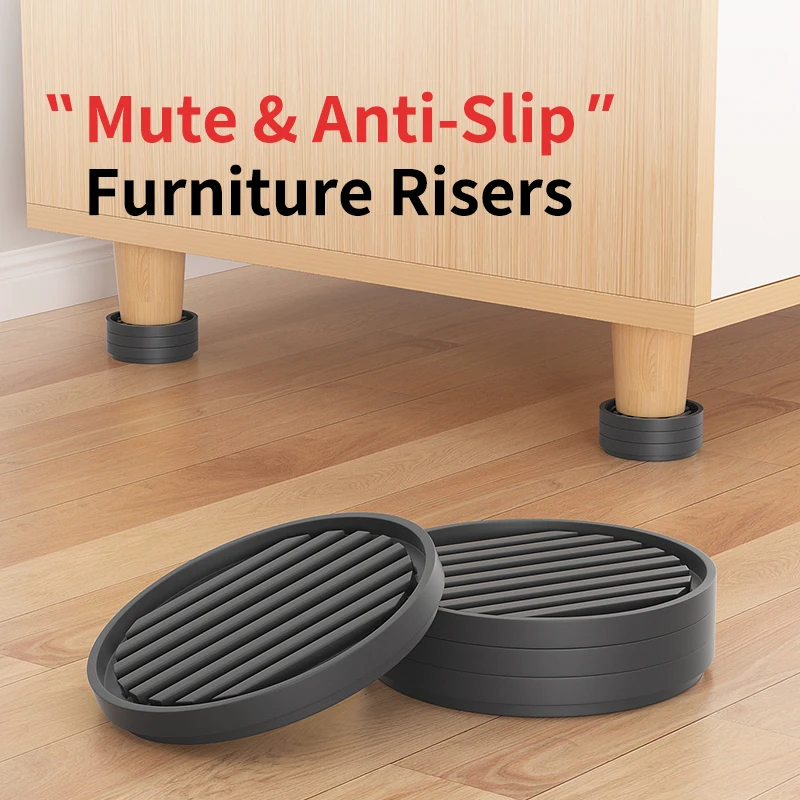 Round Black Round Anti-Slip Furniture Pads: Wear-Resistant, Scratch-Proof, Heighten/Cut/Stackable—For Sofas, Tables, Chairs