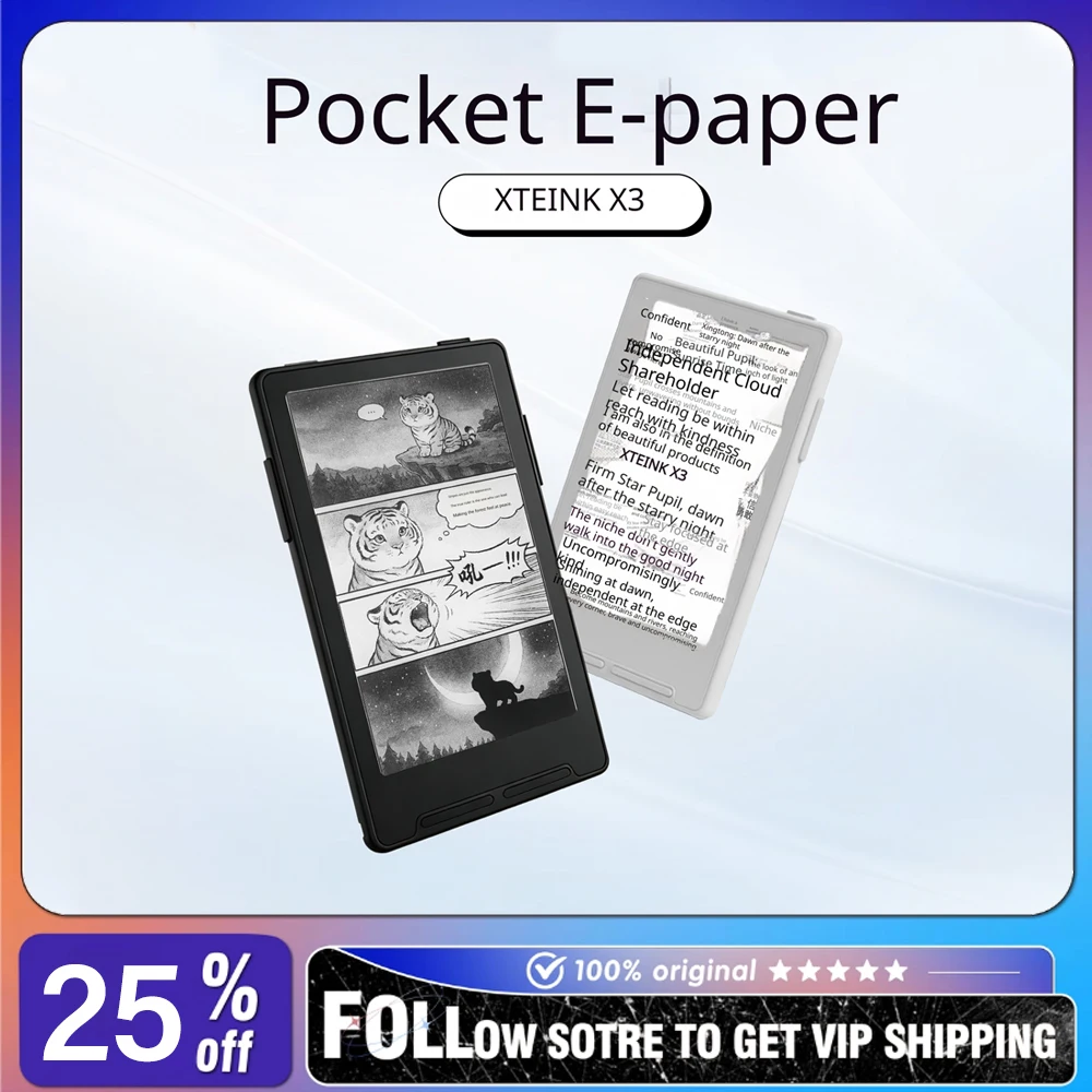XTEINK X3 Ink Screen E-Book Reader Eye Protection Electronic Paper 3.7 Inches 58g Lightweight Mini Portable 16GB Magnetic Reader