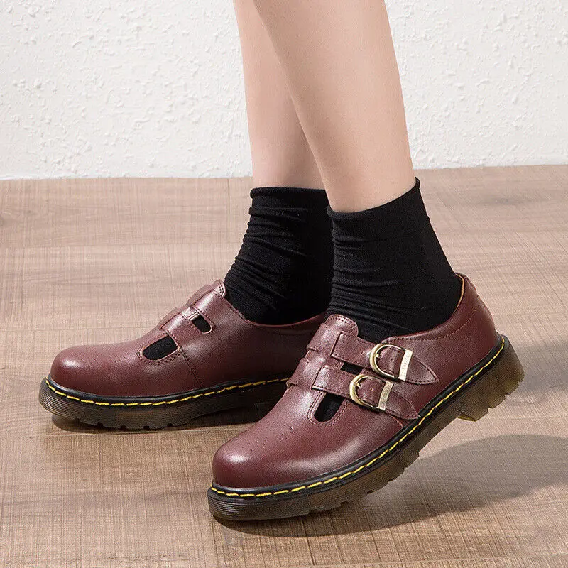 Spring and Autumn Leisure Commuting Low Help British Style Square Retro Sponge Cake Shoes Female Student