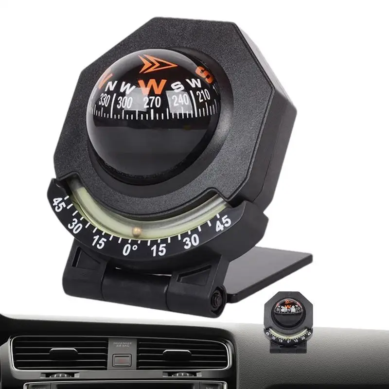 Car Dashboard Compass WithSlope Meter 2-In-1 Foldable High Precision Navigation Car Mount Compass Ball Compass For Vehicle Boat