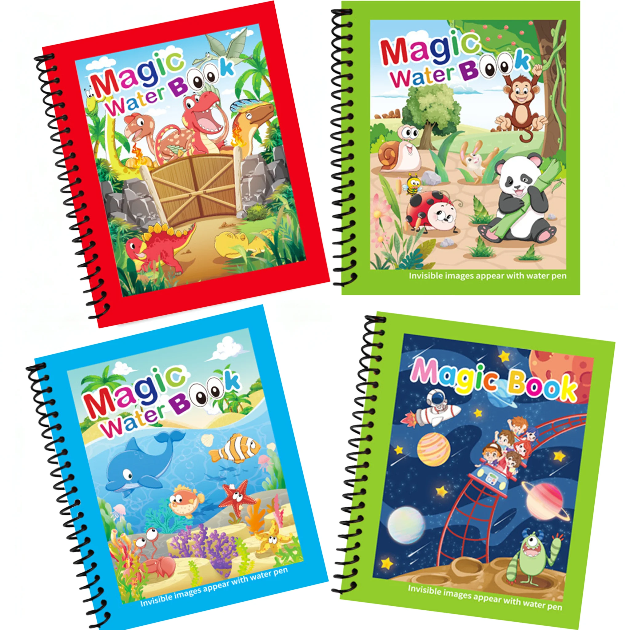 1pc Water Drawing Magical Book Reusable Kids Montessori Toy Coloring Book with Refillable Water Pen for Children's Education Toy