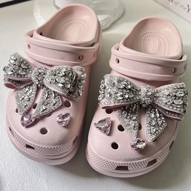 Fashion Elegant Bow Shoes Charms Faux Diamond DIY Fashion Accessories Suitable for Hole Shoes Sandals Holidays Party Gifts