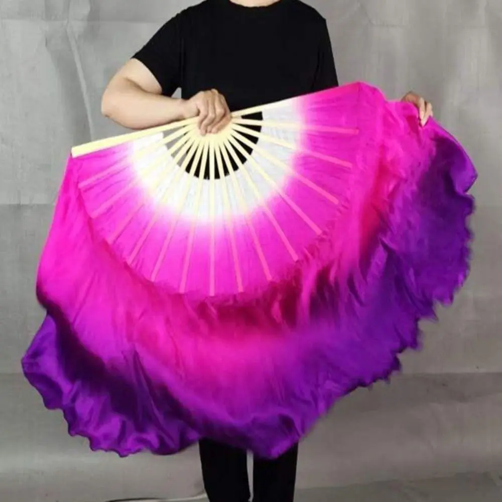 31cm Bamboo Chinese Short Bellydance Fan Colorful 10/20cm Half Circle Silk Children Bamboo Fans 10 Styles Hand Dye Adults Fan