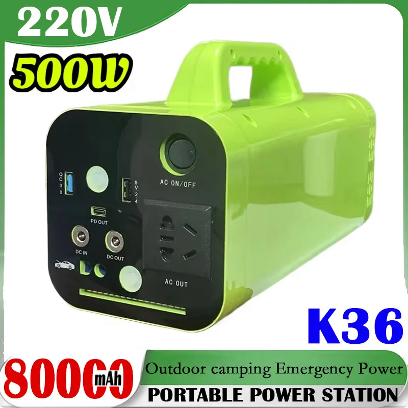 500W 80000mAh Portable Power Station 220V Generator Lifepo4 Battery Outdoor Camping Charger Emergency Power Bank AC DC Output