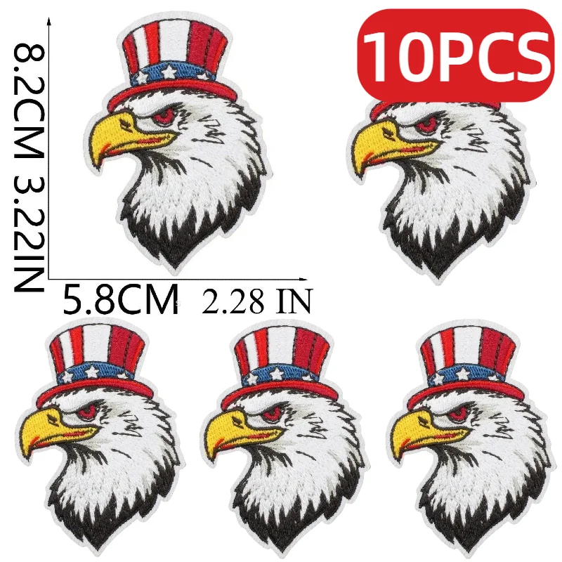 10/12PCS Wholesale Independence Day Bow Embroidery Cloth Sticker Bag Dress Lightning Glasses Patch Flower Star Stamp Ironing