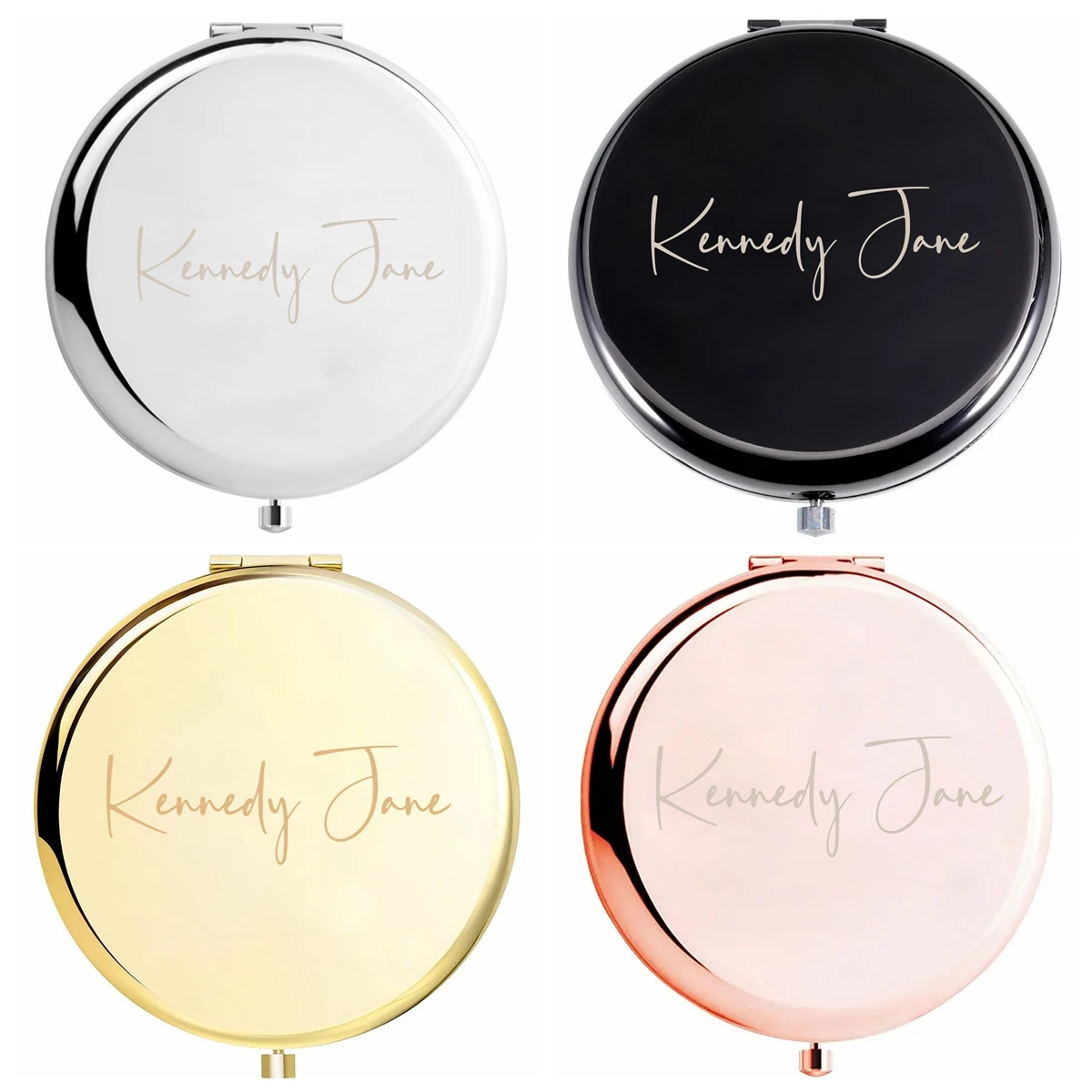 1pc Colorful 4 style Personalized Text Laser engraving Mirror With Name Makeup Mirror Wedding Party Gifts