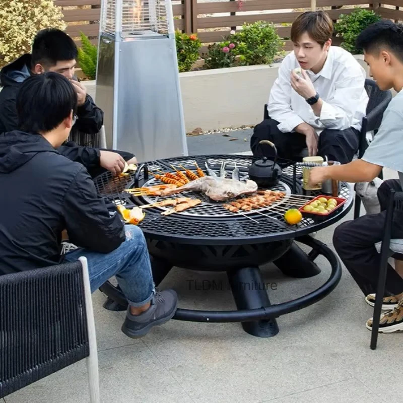 Modern Outdoor High Quality Fire Pit Table Barbecue Grill Wood Heater Patio Villa Campfire Fireplace Table Charcoal Brazier