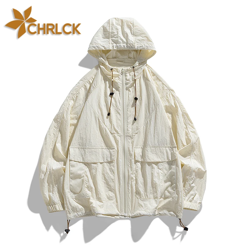 CHRLCK Men's UPF50+ Hiking Jackets Women Camping Windproof Windbreaker Summer Cycling Running Fishing Sun-Protective Jackets
