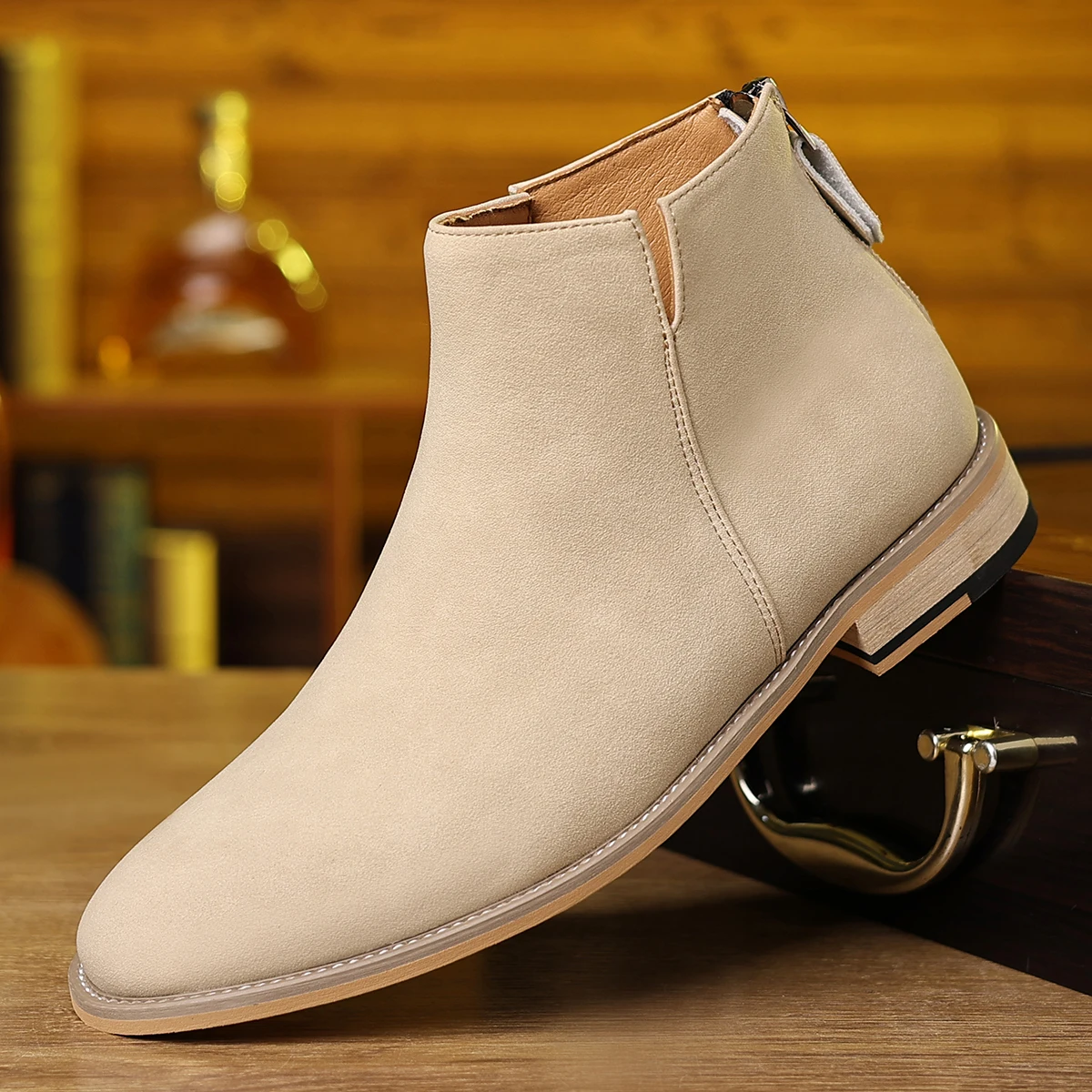 Fashion Men's Business Casual Ankle Boots Breathable Lining Rubber Sole for All-Day Walking and Office Wear Easy Slip-On Comfort