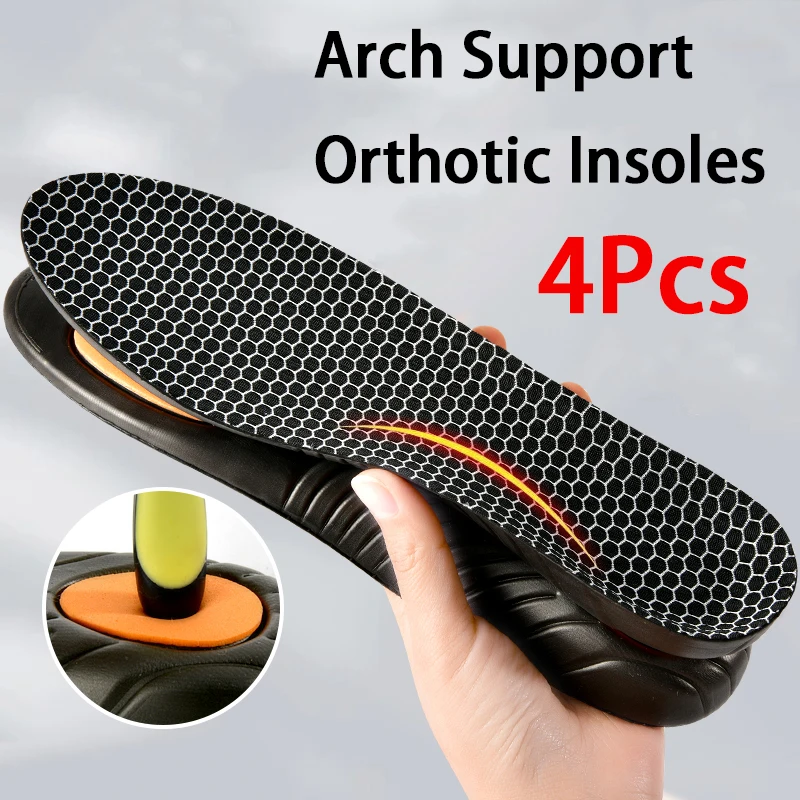 2Pcs/4Pcs New Black Arch Support Orthotic Insole Shock-absorbing Sports Insoles Breathable Anti-odor Shoe Pads