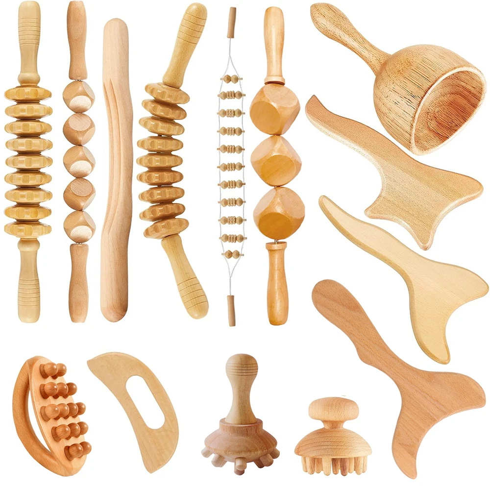 Wood Therapy Massage Maderoterapia Massager Roller Anti Cellulite Slimming Gua Sha Massager For Body Back Foot Masajeador
