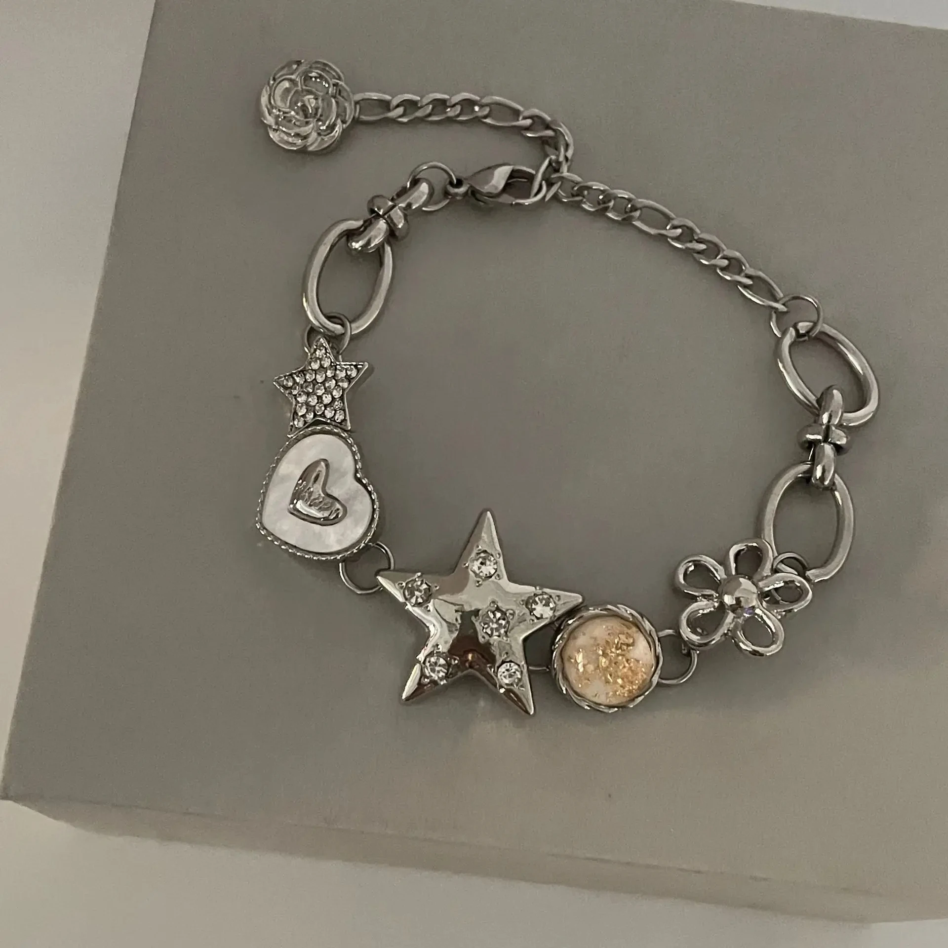 Aesthetic Heart Star Chain Bracelet All-match Fairy Love y2k Jewelry Daily Niche Design Commuter Accessories For Women Girls
