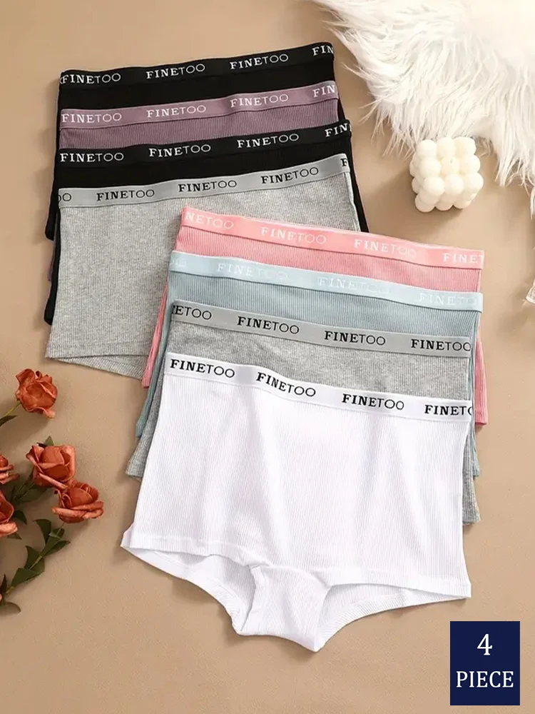 4Pcs Seamless Women Cotton Boxers Underwear Ice Silk Shorts Solid Color Ladies Soft Boyshorts Plus Size Cotton Boxers M/L/XL