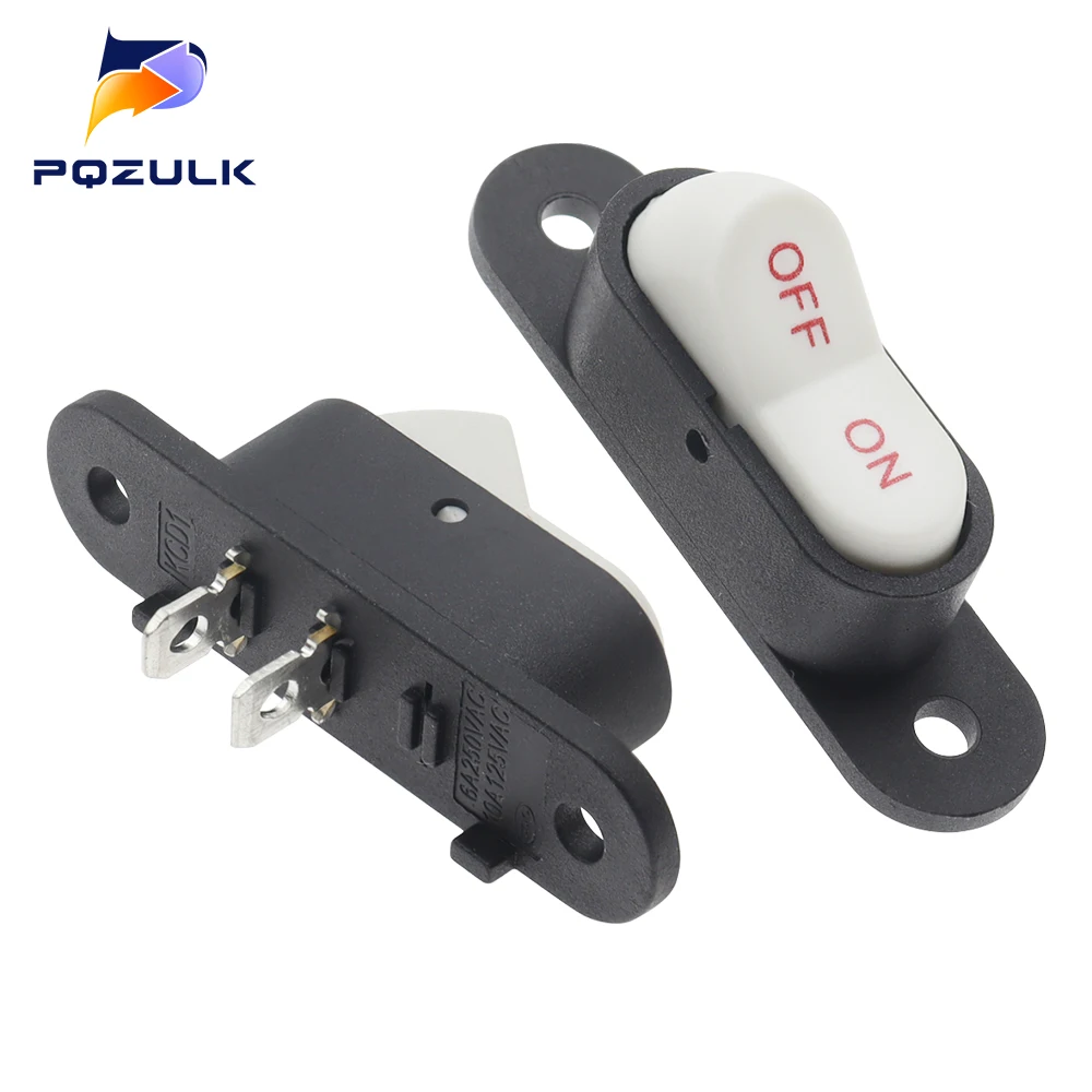 White 2 Pin Light ON/OFF Boat Button Switch 250V 6A AC AMP 125V 10A Electric Wok Home Start Switch