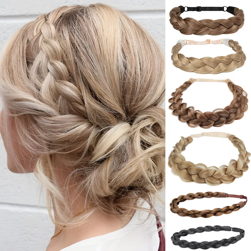 Synthetic Band Fishbone Braid Lazy Wig Twist Braid Headband Hairpin Non-slip Headdress Hair Accessories