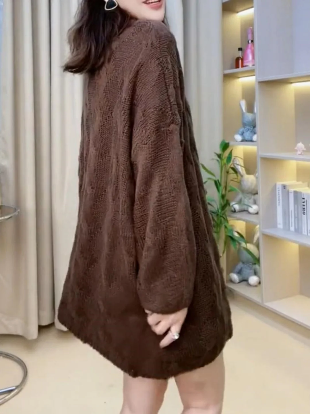 plus Size Women's Knitted Sweater V-Ne Long Sve Loose Fit Casual Sle Autumn Winter Comfortable Lazy Faion Top