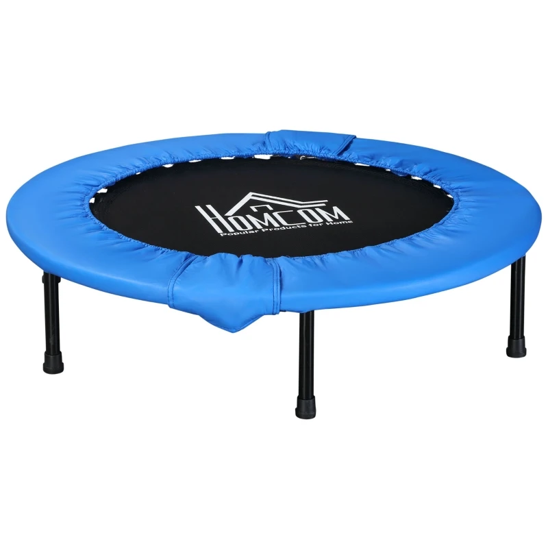Φ101 Mini Fitness Trampoline Home Gym Yoga Exercise Rebounder Indoor Outdoor Jumper with Safety Pad,Blue and Black ﻿