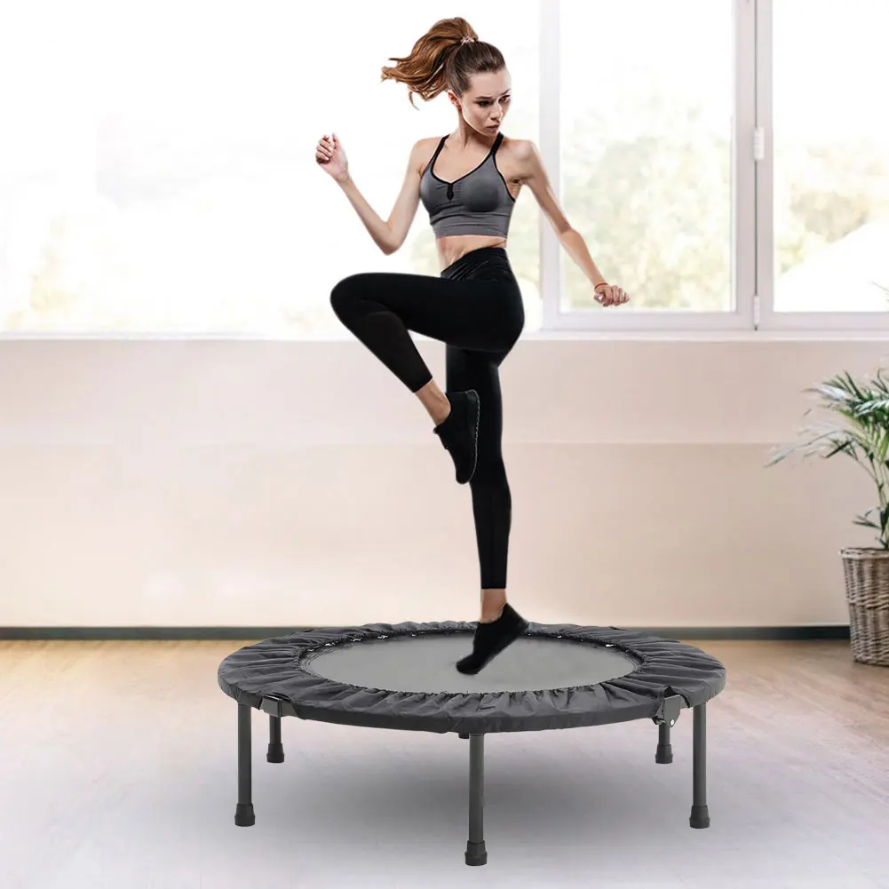 【Breeins】Folding Trampolines Fitness Indoor Exercise Workout Rebounder Sport Trampoline Handle Trampoline for Adults Jumping