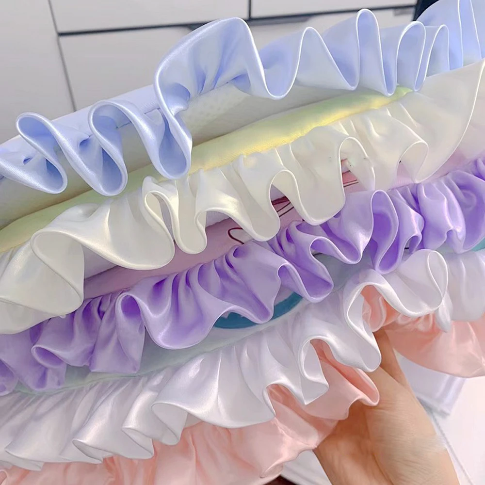 1 Yard Lace Trims Ribbon Fabric Applique Fold Ruffle Dresses DIY Sewing Supplies Craft 5.5CM Wide