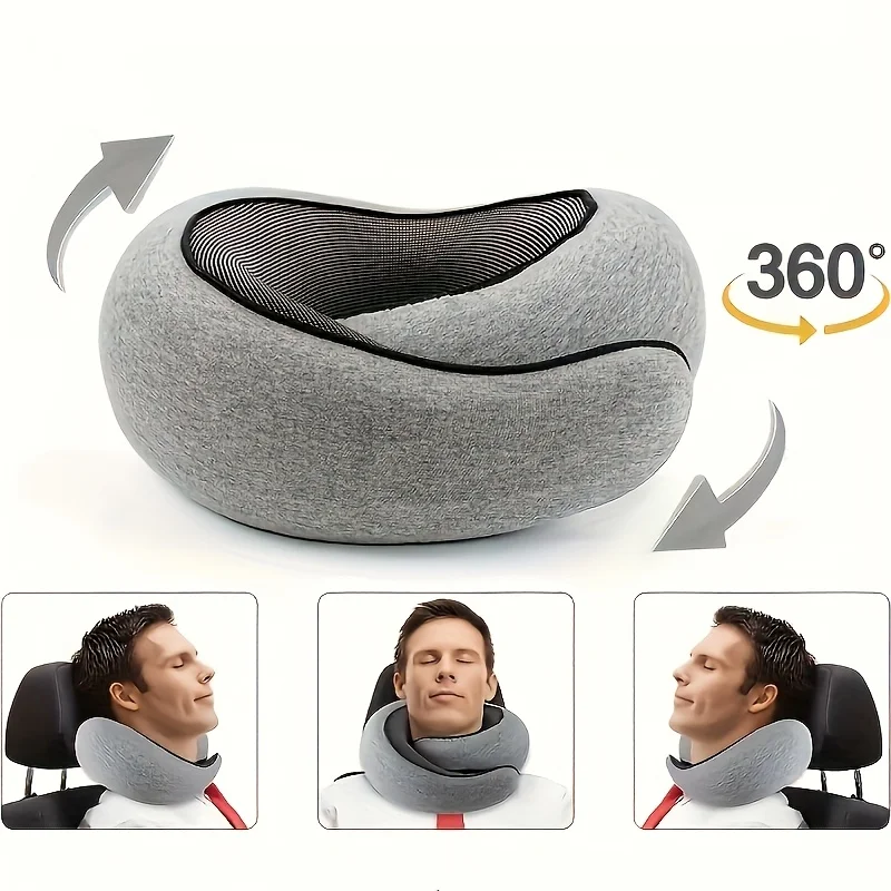 1 pc Ergonomic U-Shaped Travel Pillow – Soft, Durable Neck Support for Airplanes, Trains, Cars & Office Naps – Portable Pillow