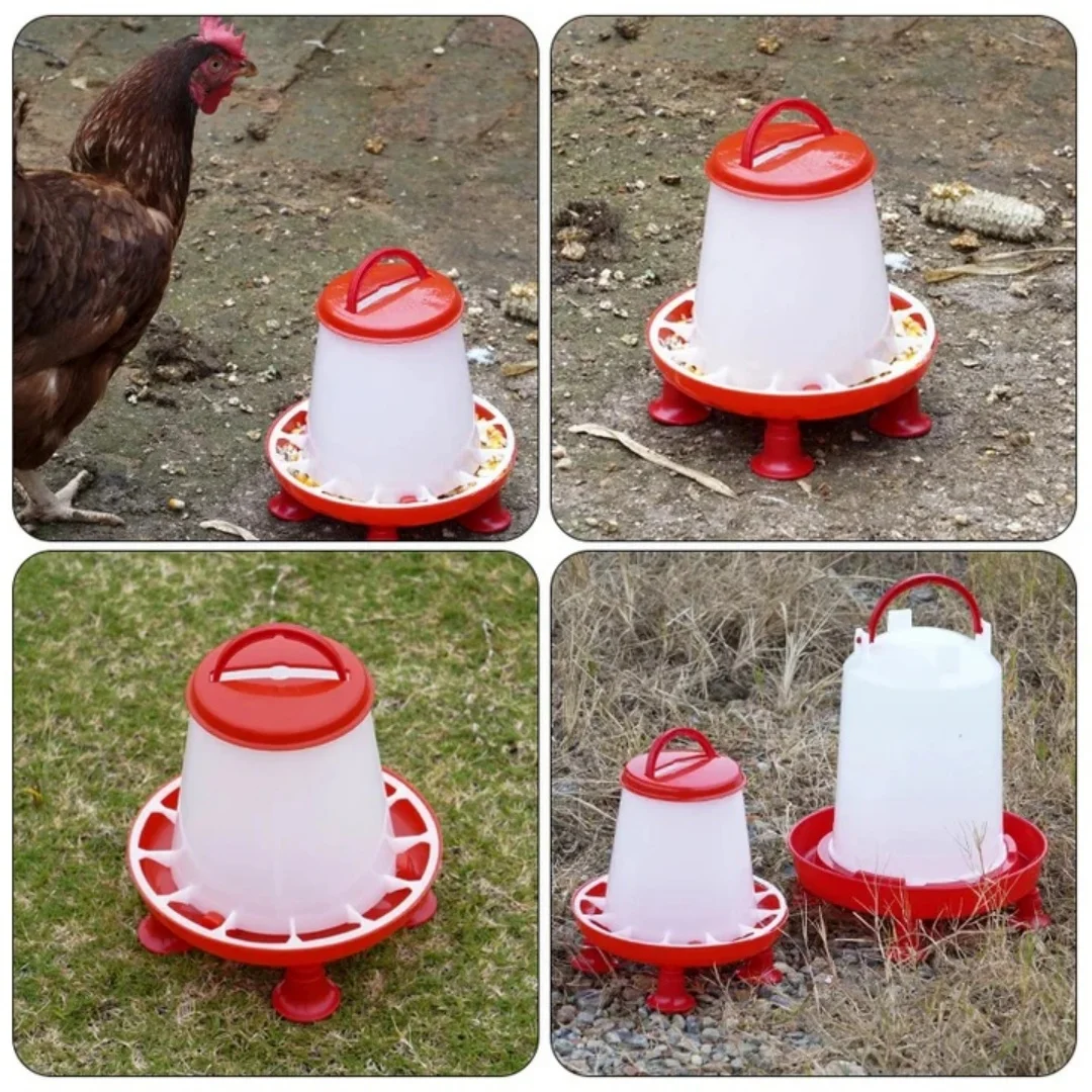 1.5/3/6/9kg Chicken Duck Feeder Bucket With Leg Poultry Food Fountain Chicken Chick Hen Lid Handle Feeding Watering Supply