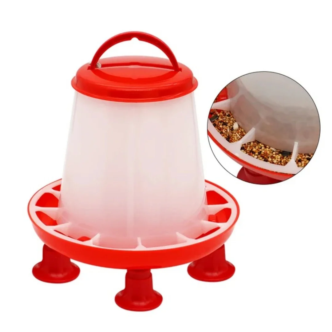 1.5/3/6/9kg Chicken Duck Feeder Bucket With Leg Poultry Food Fountain Chicken Chick Hen Lid Handle Feeding Watering Supply