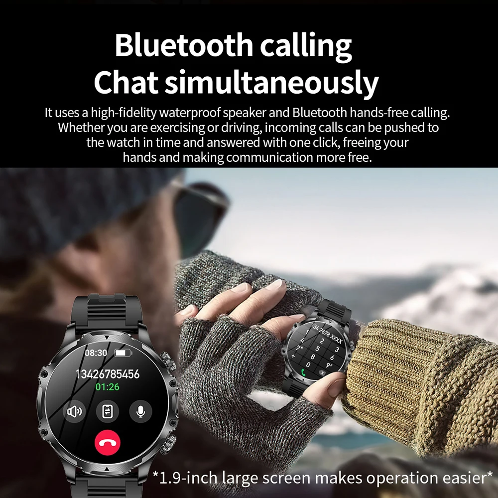 1.9" HD Screen Smart Watch Men Women Digital Wrist Watches AK75 Smartwatch LED Flashlight Electronic Wristwatch Fitness Bracelet