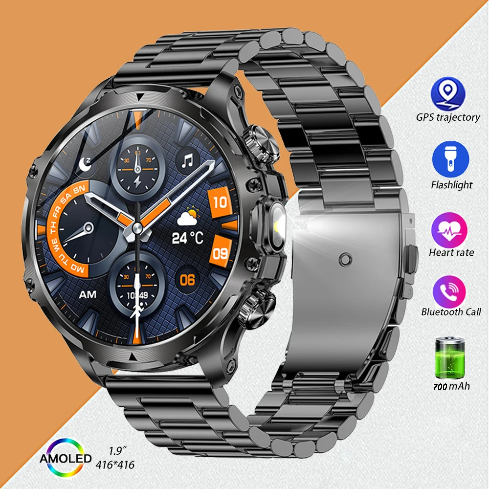 1.9" HD Screen Smart Watch Men Women Digital Wrist Watches AK75 Smartwatch LED Flashlight Electronic Wristwatch Fitness Bracelet