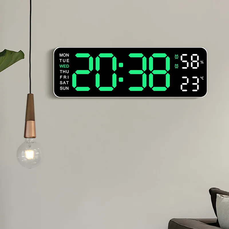 10 Inch Smart Mute LED Electronic Night Alarm Wall Clock Modern Desk Clock Minimalist Thermometer Calendar Time Cube Home Decor