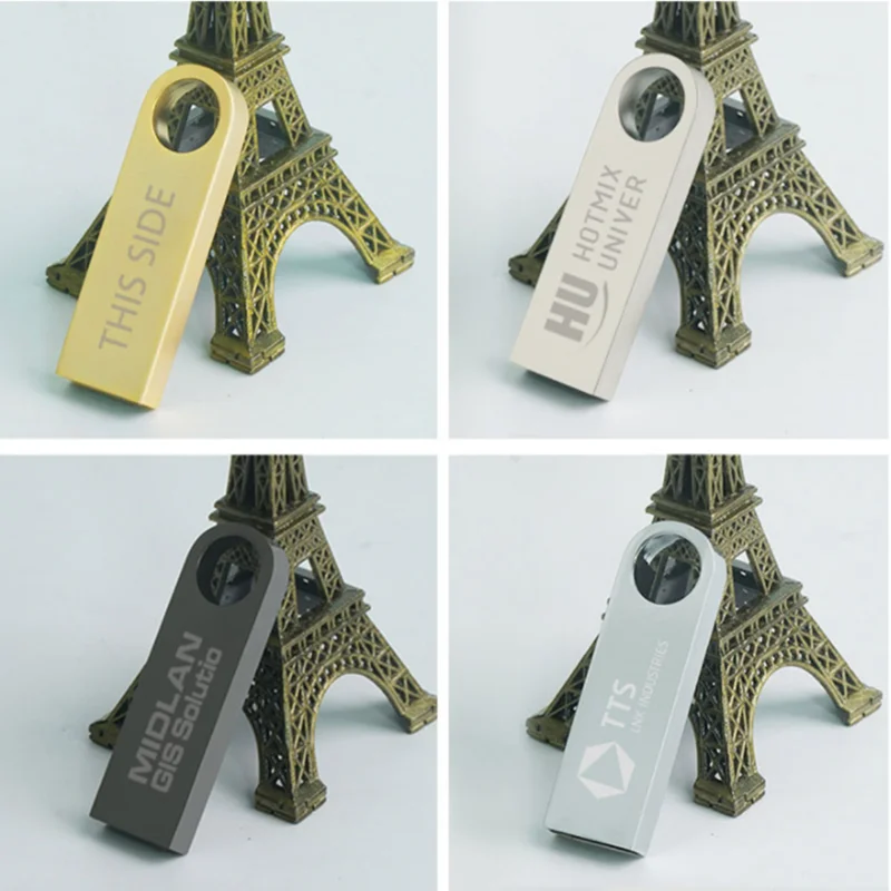 100PCS/lot Metal Pen Drive 64GB 32GB 16GB USB Flash Drive 8GB 4GB U Disk 2GB 1GB 128M 256M 512M Key Usb Stick Free Custom Logo