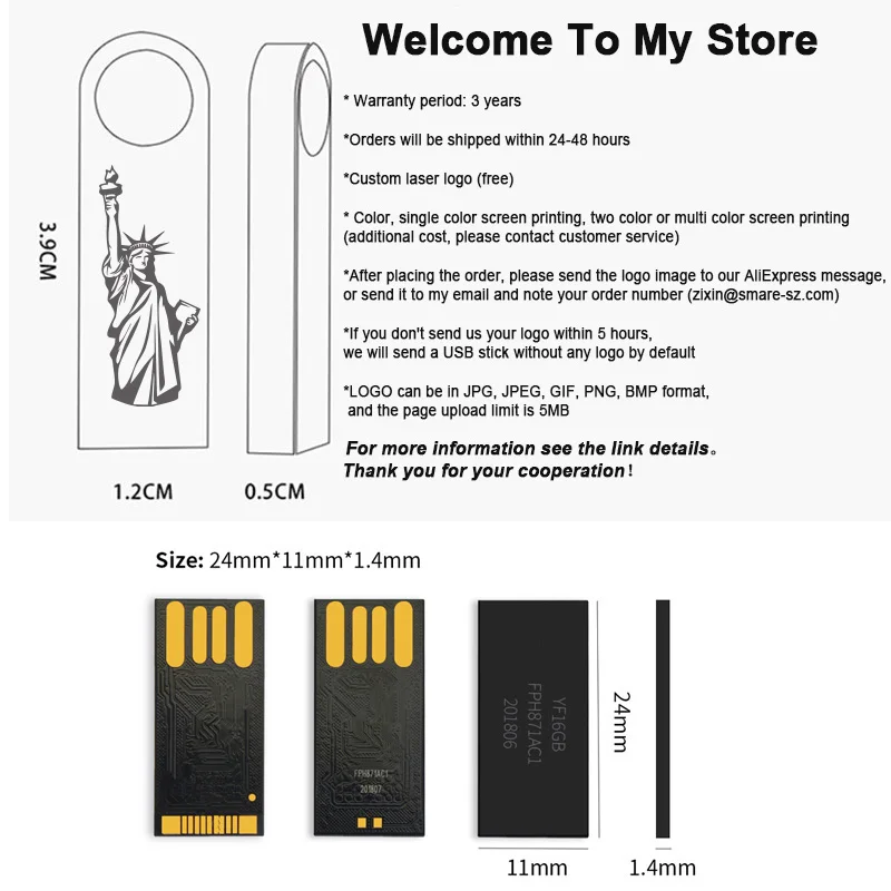 100PCS/lot Metal Pen Drive 64GB 32GB 16GB USB Flash Drive 8GB 4GB U Disk 2GB 1GB 128M 256M 512M Key Usb Stick Free Custom Logo