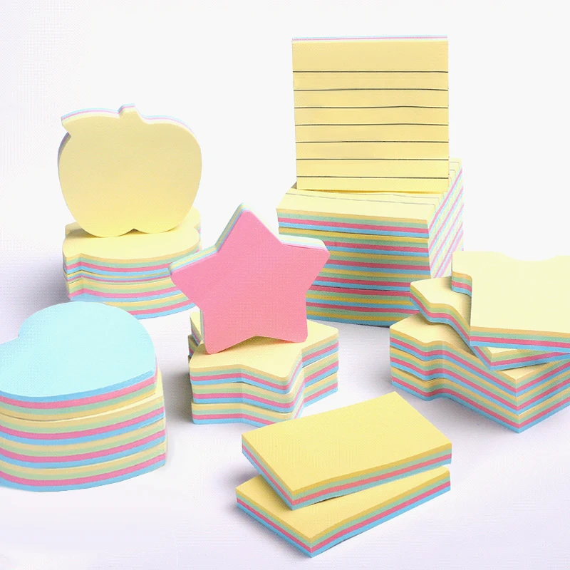 100pcs Office Colored Sticky Notes 76x76mm Paper Memo Stickers Self-Sticky Note Pads Creative Stationery Student Rewards TMZ