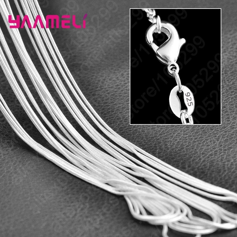 10PCS Wholesale Pure 925 Sterling Silver Charm Link Chain Necklace Jewelry with Strong Smooth Lobster Clasps 16-30 Inches