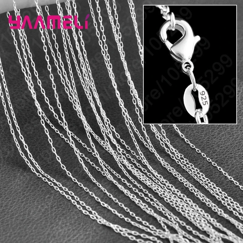 10PCS Wholesale Pure 925 Sterling Silver Charm Link Chain Necklace Jewelry with Strong Smooth Lobster Clasps 16-30 Inches