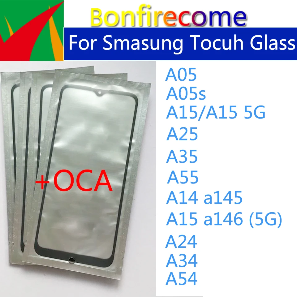 10PcsLot Touch Screen Front Glass With OCA For Samsung Galaxy A05 A05s A15 A55 A35 A25 A54 A34 A24 A14 5G Outer Glass Repair