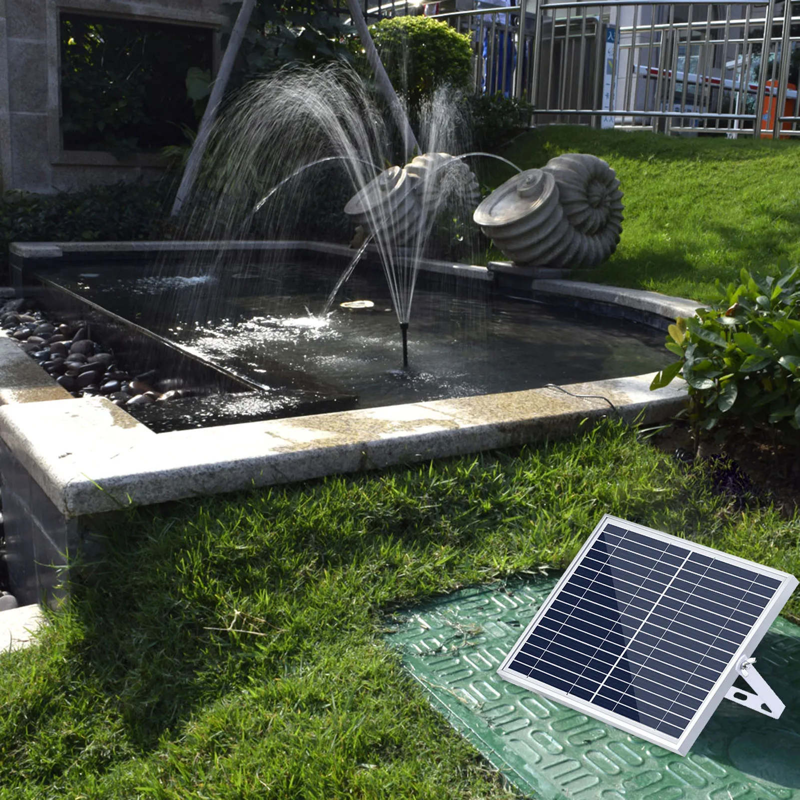 10W Solar Fountain Pump with Large Solar Panel 3 Nozzles Max. Water Height 100cm for Bird Bath Fish Tank Small Pond Garden Decor
