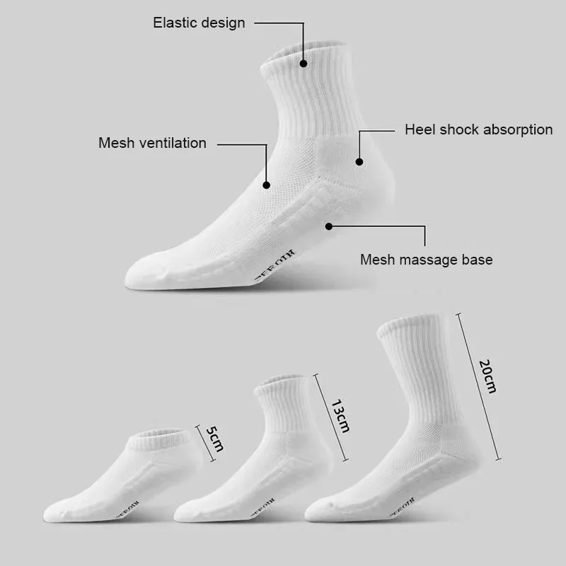 10pairs HLHYX Socks Men's Cotton Deodorant Winter Towel Bottom with Mid-tube White Stockings Thickened Sports Basketball Socks