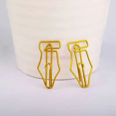 10pcs Gold fountain pen paper clip paper clip cartoon shaped paper clip paper clip Korean pin