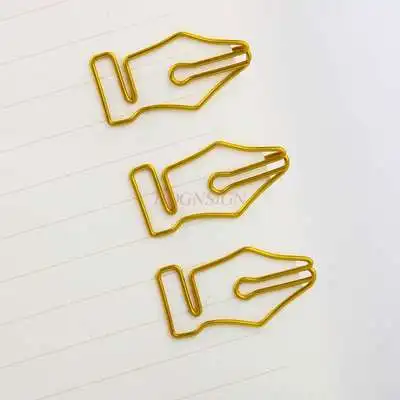 10pcs Gold fountain pen paper clip paper clip cartoon shaped paper clip paper clip Korean pin