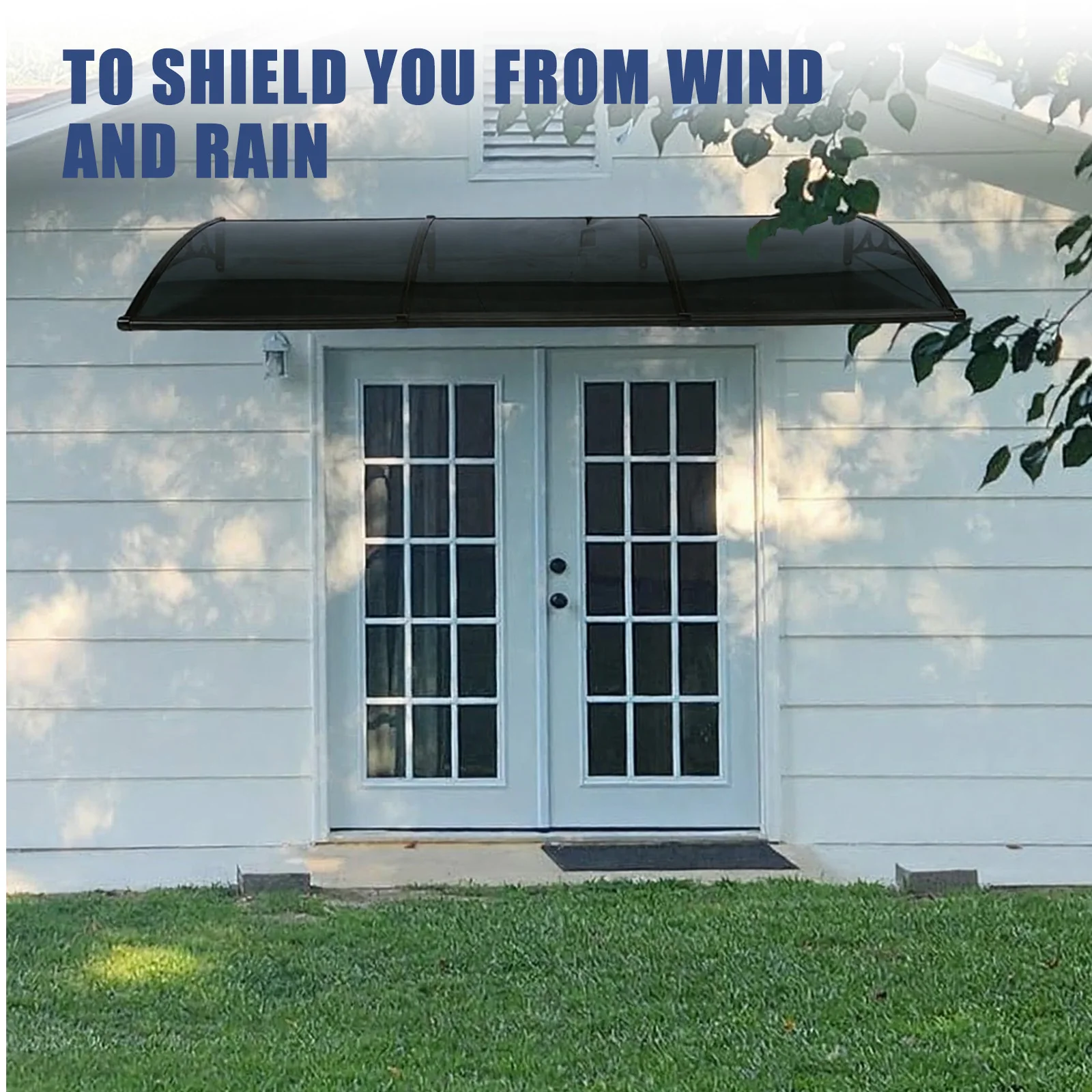 118x39 Inch Window Awning Door Canopy With Aluminum Alloy Bracket, Awning for Door Entrance Overhead, Modern Polycarbonate Cover