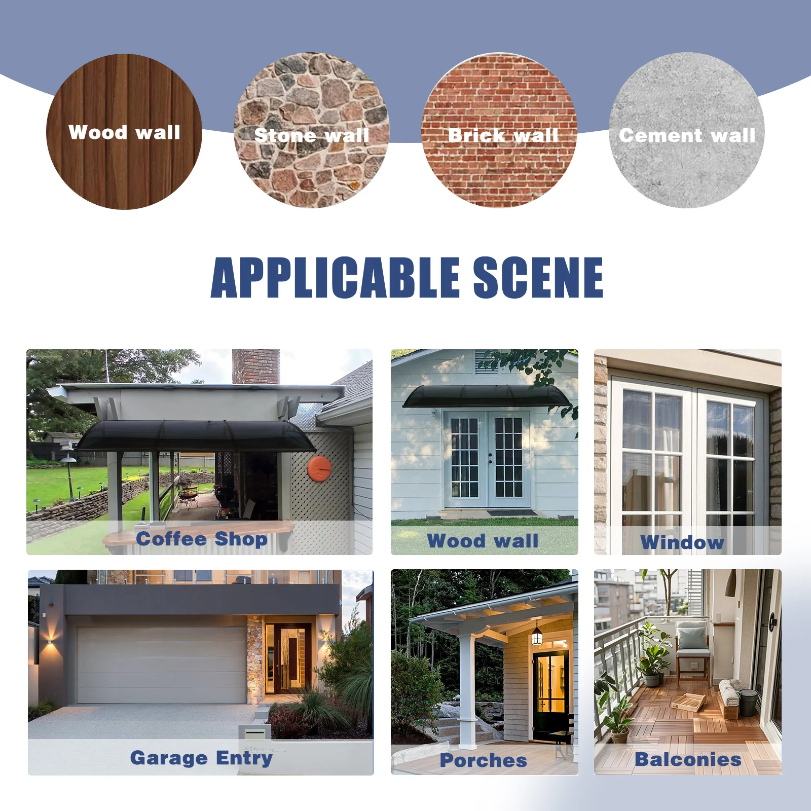 118x39 Inch Window Awning Door Canopy With Aluminum Alloy Bracket, Awning for Door Entrance Overhead, Modern Polycarbonate Cover